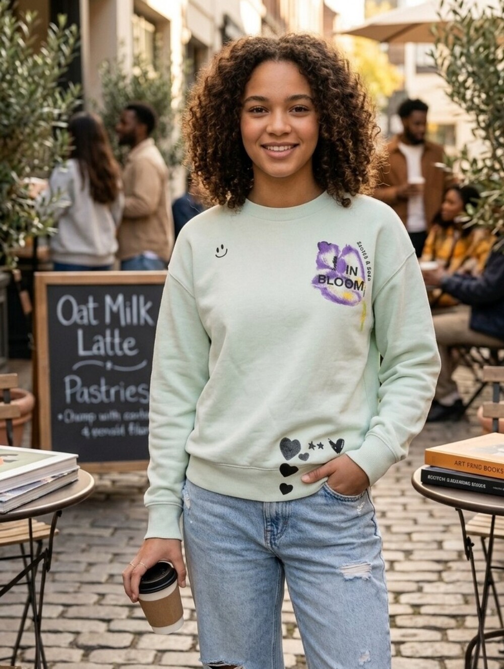 SCOTCH & SODA loose fit BLOOM organic cotton sweatshirt